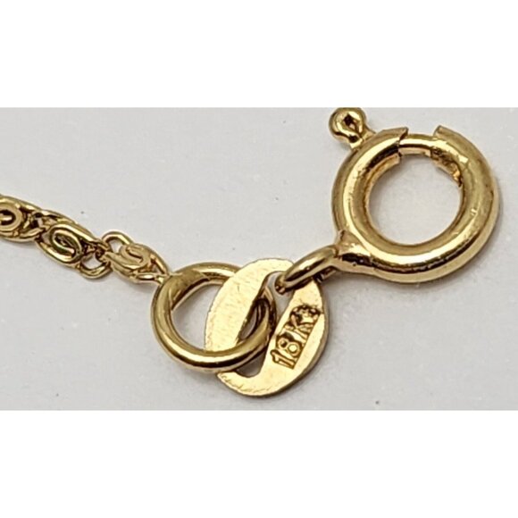 Vintage 18K Two Tone Multi Color Gold Diamond Oval Pendant Link Chain Necklace - Picture 14 of 16